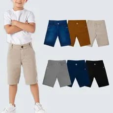 Bermuda Infantil Juvenil Menino Sarja Brim Short Jeans 02-16