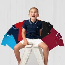 Camisa Gola Polo Infantil Casual Confortável Algodão Camiseta Meninos