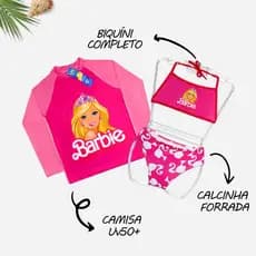 Conjunto Biquíni Infantil + Blusa UV50+ Proteção Solar Praia