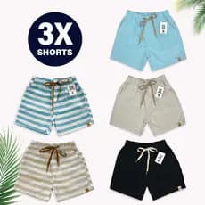 Kit 3 Short Linho Infantil Juvenil Meninos Bermuda Mauricinho 02 ao 16