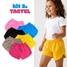 Kit 3 Shorts Tactel Infantil Juvenil Meninas 02-14