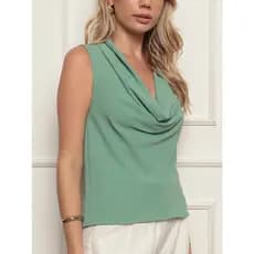 Blusa Feminina Regata Social Gola Boba Elegante Soltinha - Duna