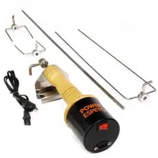 Espeto Giratório Elétrico Inox Power Espeto com Garras Curtas e Longa Churrasco Carnes Grill Rotativo Premium