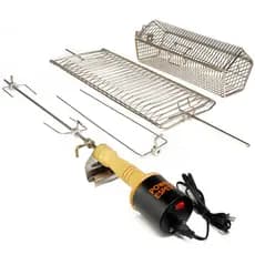 Espeto Elétrico Giratório Garras Cesto Grelha Churrasco Carnes Peixes Frango Completo Premium Rotativo Grill