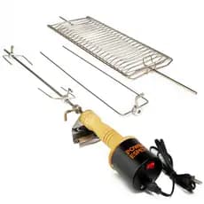 Espeto Giratório Elétrico Garras Curtas Longa Grelha Premium Rotativo Grill Peixes Carnes Churrasco