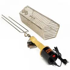 Espeto Giratório Elétrico Com Cesto Churrasco Churrasqueira Top Premium Carne