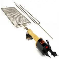Espeto Giratório Elétrico Com Grelha Churrasco Churrasqueira Top Premium Carne Peixe