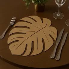 Conjunto 40 Susplat Costela de Adão Porta Pratos Jogo Americano Sousplat Supla Moderno Mesa Posta Elegante  Madeira MDF