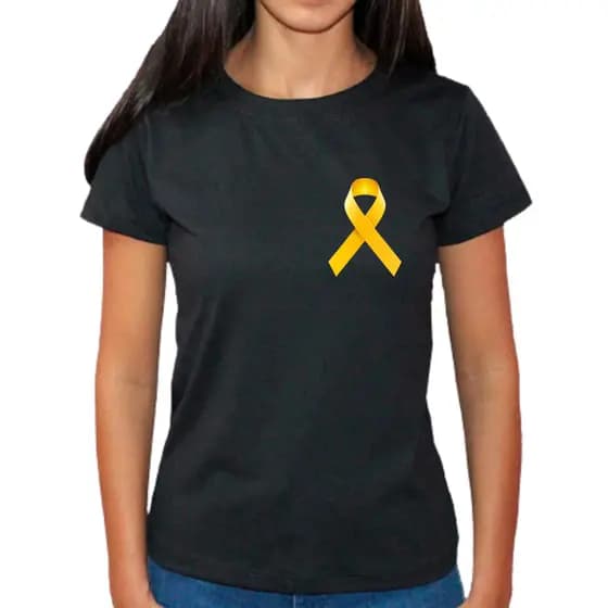 Camiseta Feminina Setembro Amarelo Laço Masculina Preta