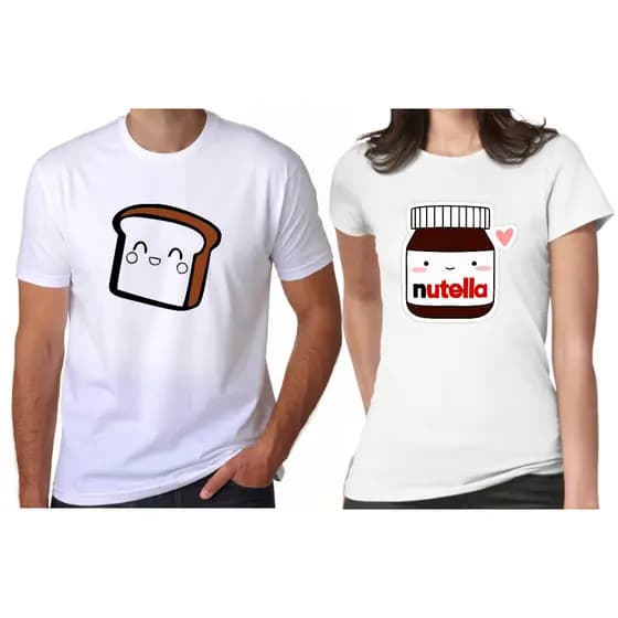 Camiseta Casal Pão E Nutela 2 Camisetas Camisas Feminina Masculina
