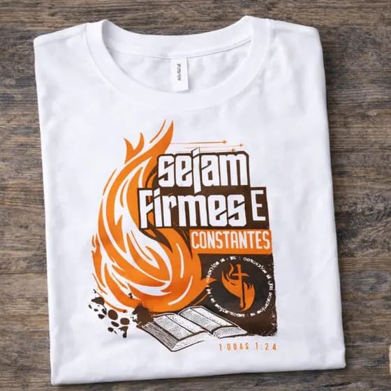 Camiseta Cristã Sejam Firmes e Constantes 1 Coríntios 15:58 Camiseta Gospel Estampada