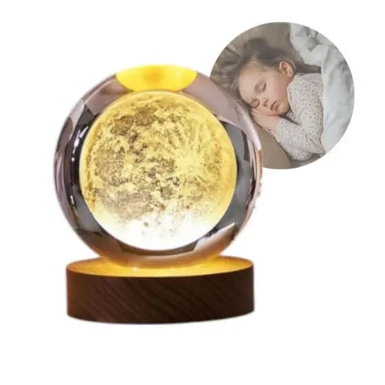 Luminária De Mesa Bola De Cristal Vidro  modelo Planeta Saturno, Sistema Solar, Galáxia TAM G