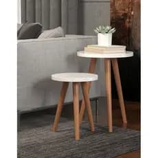 Mesa Mesinha Lateral de Apoio Redonda Retrô Pés Palito Decorativas Tampo Mdf Decoração Quarto Sala Festa