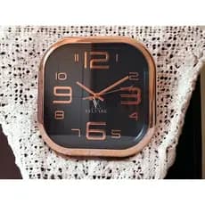 Relógio de Parede Silencioso Quadrado Grande  30,5 Cm Rose Gold