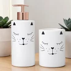 Kit Banheiro Lavabo Gatinho Adorável Funcional e Cheio de Personalidade