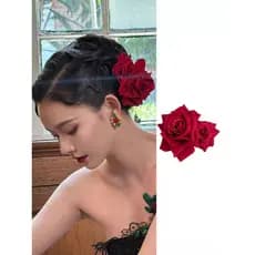 Kit Presilha De Cabelo Rosa Aveludada Grande E Pequena Acessório de Cabelo Penteados Festa
