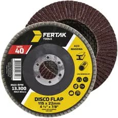 Disco de Lixa Flap Grão 40 115mm Esmerilhadeira Lixadeira Madeira Ferro | Fertak