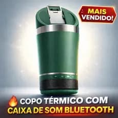 Copo Térmico 2em1 Com Caixa de Som Bluetooth 502ML | Personalizável Brasil | Copo Térmico Som Removível com Carregador
