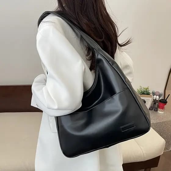Novo estilo de textura macia bolsa de ombro feminina de grande capacidade 8587