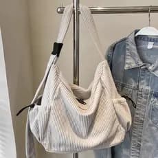 (2206)Bolsa de veludo cotelê feminina, grande capacidade, bolsa carteiro casual para deslocamento diário