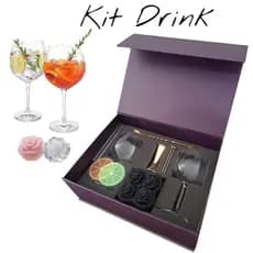 Kit Taças Cristal Gin Tonic Aperol Dosador Colher Presente de Aniversário Mulher Namorada Mãe Amiga