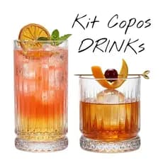 2 Copo para Drink Whisky Caipirinhas Vidro Diferente PREMIUM com 2/4/6 unidades