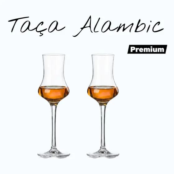 Jogo 2 Taças de Cristal para Dose Alambic Cachaça Whisky 90ml Presente Pai Namorado Homem Mulher