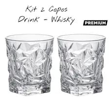 2 Copos para Whisky uisk Caipirinha Drink Vidro Diferente com 2/4/6 unidades