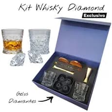 Kit Presente Copos de Whisky Vidro Diferente Profissional + Acessórios Luxo Aniversário Namorado Homem Pai Amigo