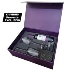 Kit Presente 2 Taças de Cristal + Vinho Chileno de 750 ml + Acessórios Premium Aniversário Namorada Amiga Mãe Homem Pai