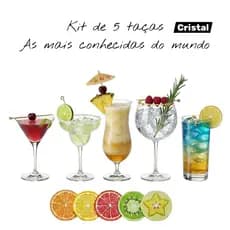 Kit 5 Taças Cristal Drinks Profissional Luxo Gin Whisky Presente Criativo Mulher Amiga Masculino