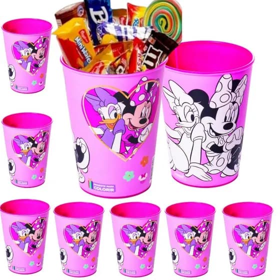 Kit 8 Copos Minnie Surpresa Festa Lembrancinhas