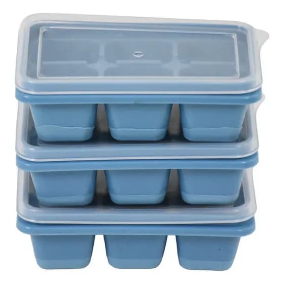 Kit 3 Forma De Gelo Com Tampa Fundo De Silicone 6 Divisórias