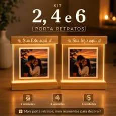 Kit Porta Retratos Luminoso Com Sua Foto Suporte de Madeira Moldura LED iluminado Polaroid ENVIO RÁPIDO