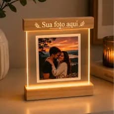 Porta Retrato Iluminado Com Sua Foto Suporte de Madeira Moldura LED Luminoso Polaroid ENVIO RÁPIDO