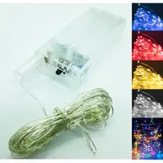 Fio de Led Fio Fada 1m 10 Leds Pilha Branco Frio Branco Quente