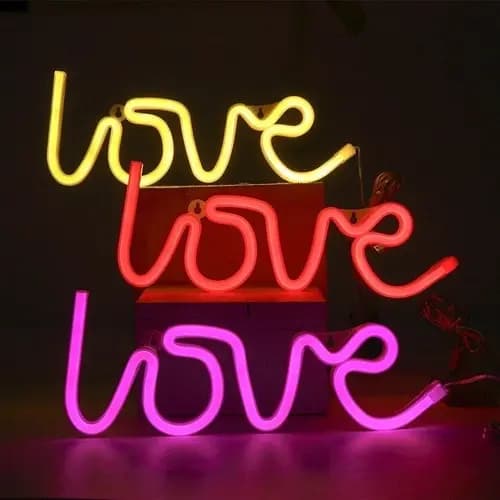 Luminária Parede Placa Neon Love Letreiro Led Decoração Luz