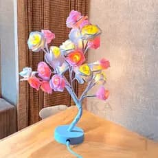 Abajur Luminária De Rosas Flores Brancas Led Luz Branco Quente 110v Decoração Casamento Festas Flores Parecem De Verdade