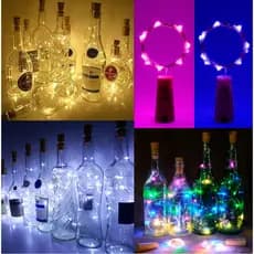 Rolha de Led Fio Fada para Garrafa 2m 20 Leds Branco Quente Frio Colorido Rosa Azul