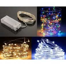 Fio Fada Cordão de Led 2m 20 Leds Pilha branco quente branco frio Várias Cores