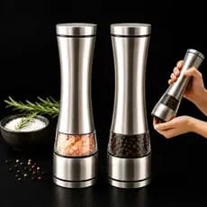 Kit 02 Moedores de Pimenta Sal Temperos em Aço Inox Visor Profissional