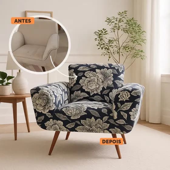 Capa Protetora Poltrona Opala Estampada Coladinha Sala Quarto Escritório Recepção