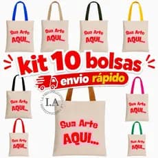 KIT 10 bolsa personalizada com sua ideia logo ou estampa favorita