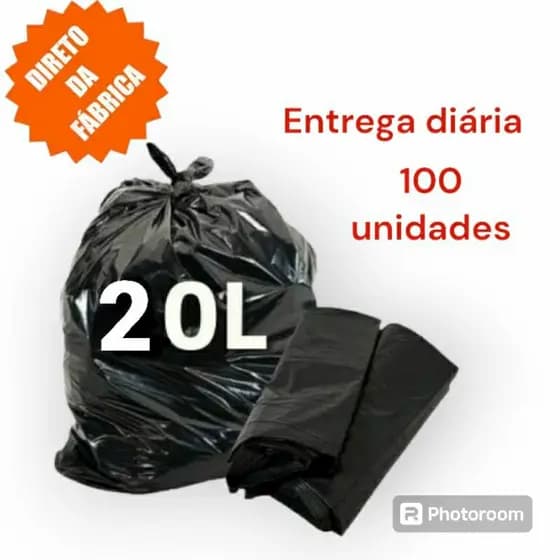 Kit com 100 Sacos de Lixo Reforçado 20 Litros Preto OFERTA