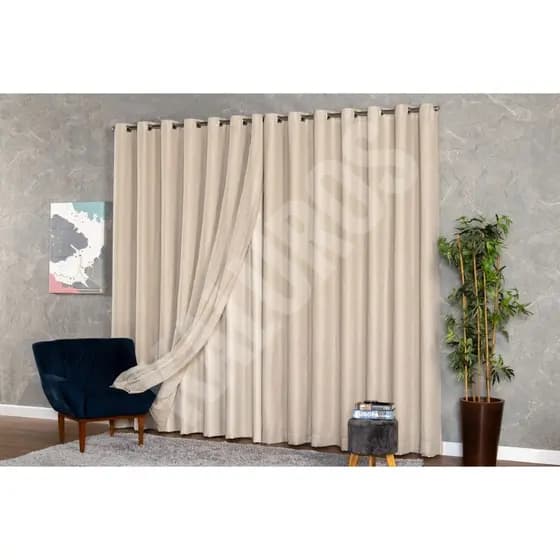 Cortina Voil Gaze De Linho 8,00 x 2,50/2,60 /2,70/ 2,80 C/forro Blackout Grosso Original