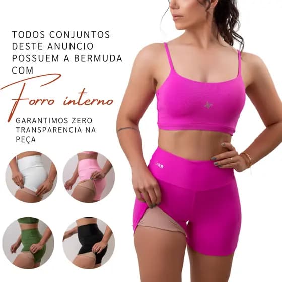 Conjunto de academia suplex fitness Crossfit moda feminina cintura alta ZERO TRANSPARENCIA FORRADO