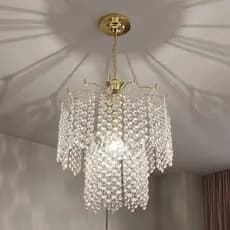 Lustre Pendente Cristal Acrílico para Sala/Quarto Dourado