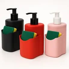 Porta Detergente Dispenser Porta Esponja Bucha Com Bico Dosador - Preto, Salmão e Vermelho