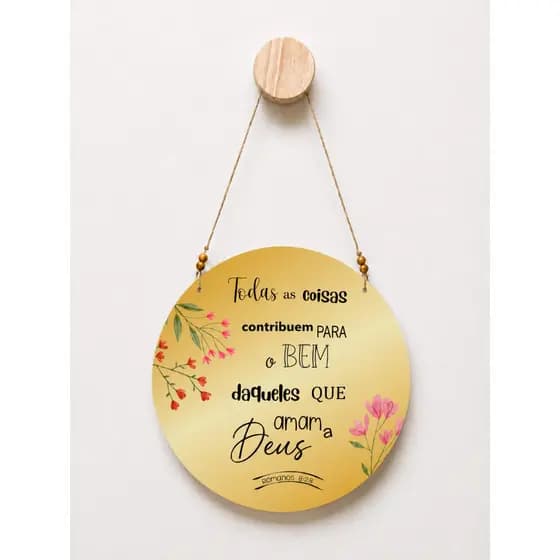 Mandala Decorativa Frases Motivacionais MDF 3mm Impressão UV Com Cordinha - quadro redondo