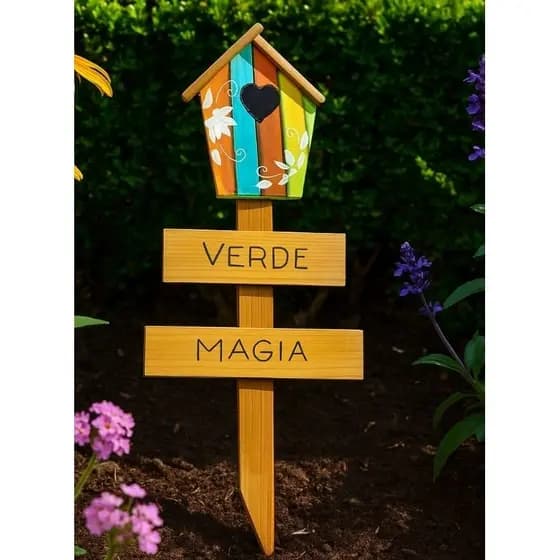 Placa de Jardim em Pinus Pintada à Mão, 75x35 cm - personalizamos as palavras. Escolha seu modelo na variação do anúncio